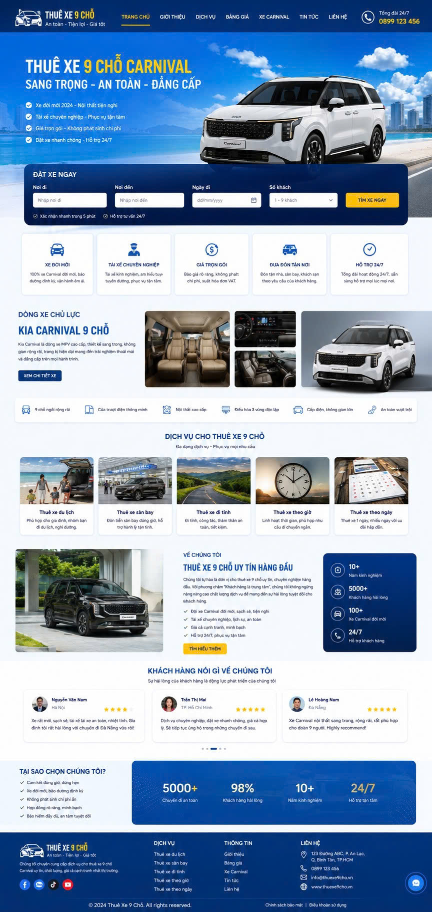 Demo website đặt xe VIP